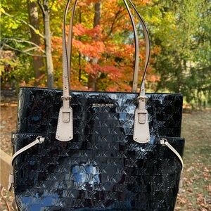 Michael Kors Black Patent Leather Tote Bag